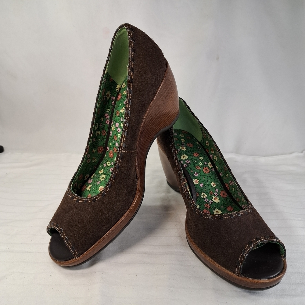 𝅺nwot Rampage Brown Peep Toe Wedges Women's Size 10